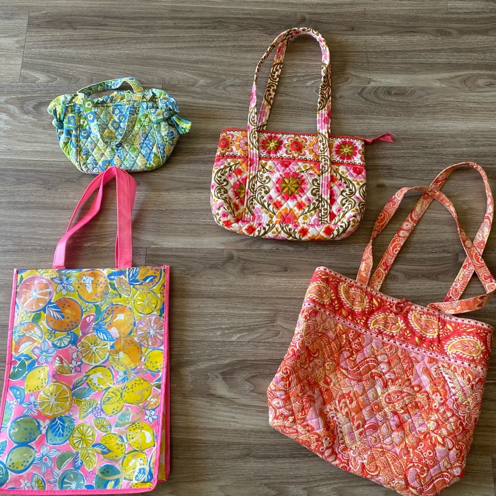 Vera Bradley Assorted bright bag lot with Lily Pulitzer bag